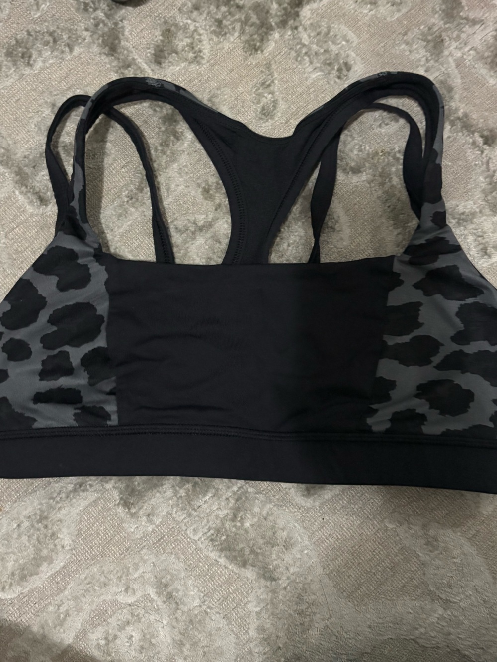 lululemon athletica Black & Gray Leopard-Print Sports Bra